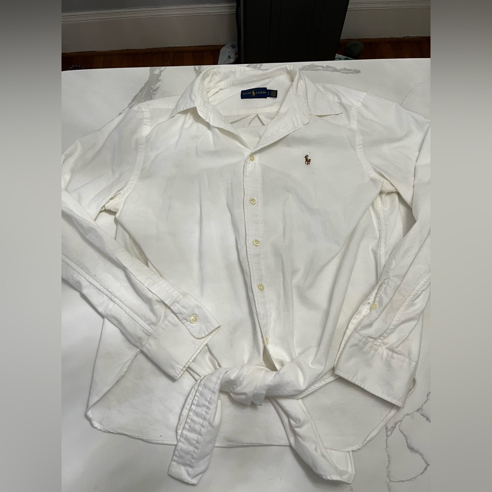Ralph Lauren tie waist white button down
